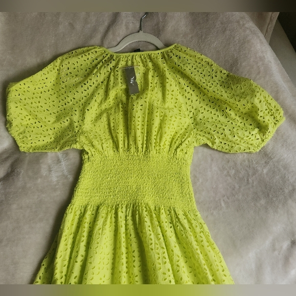 Jcrew provence smocked-waist midi dress eyelet Lemon Sorbet Size petite PS BNWT - Picture 13 of 15